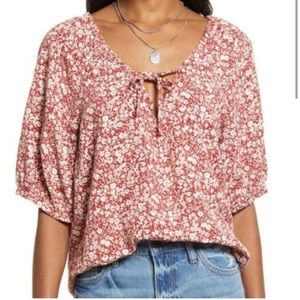 NWT Nordstrom Treasure & Bond Rust / Orange Floral Boho Top L